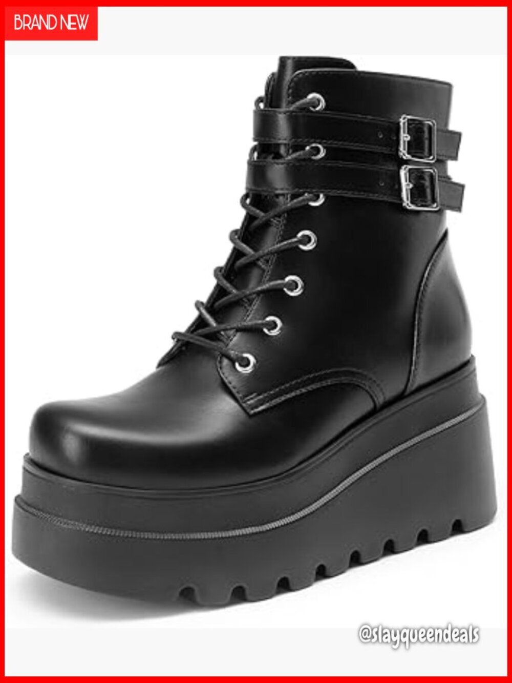 Platform Combat Ankle Boots Chunky Heel Lace Up Motorcycle Booties